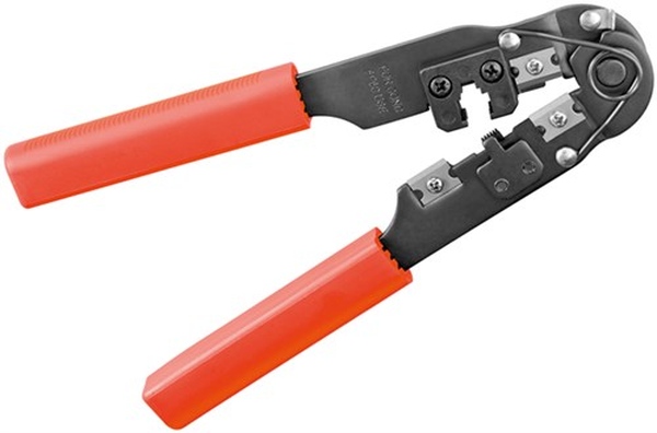 Crimpzange für Modularstecker 6P6C, 6P4C, mit Kabelschneider und Abisolierer Goobay 77138
