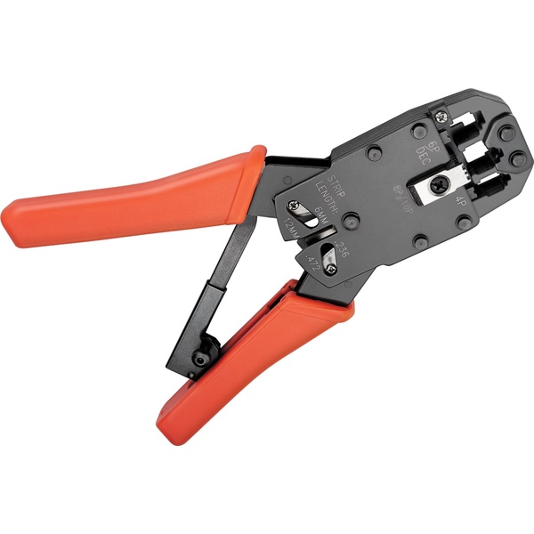 Crimpzange für Modularstecker inkl. Kabelschneider und Abisolierer Goobay 77267