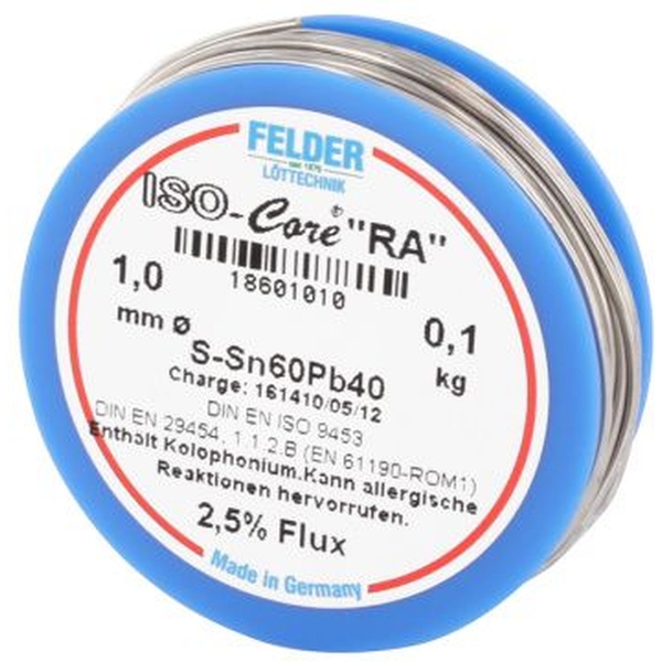 Felder Lötdraht F-SW26 Sn 60%, Pb 40%, 100g   ∅ 1mm FELDER Löttechnik LZ26/100/1