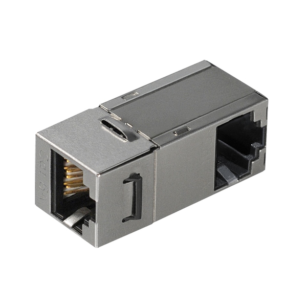 Winkelverbinder CAT6a, RJ45 Buchse auf RJ45 Buchse, Vollmetall, geschirmt, für Zimmerecken