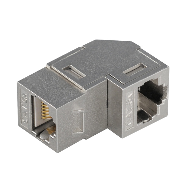 CAT6a Keystone 90° Winkelverbinder, RJ45 Kupplung auf RJ45 Kupplung, Vollmetall