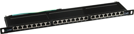 Patchpanel Cat.6, 24-fach,19 Zoll, 0.5 HE, schwarz InLine 76224B