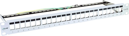 Patchfeld Cat.6A 24-fach, Snap-In Leerblech 19 Zoll , 1HE, lichtgrau InLine 76824A