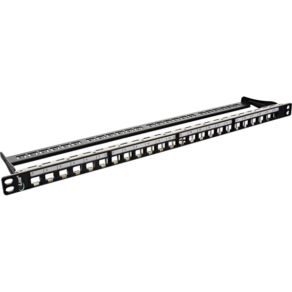 Patchfeld Cat.6A 24-fach, Keystone Snap-In Leerblech Patchpanel, 48,26cm (19 Zoll), 0,5HE, s InLine 76824C