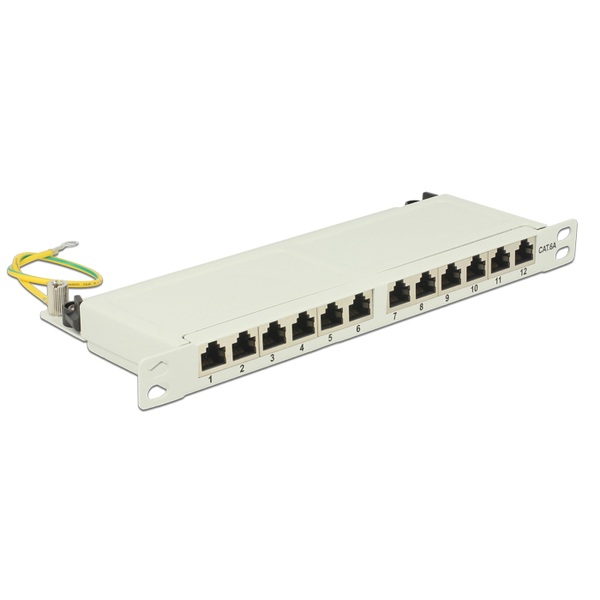 Delock 10 Zoll Patchpanel 12 Port Cat.6A 0,5 HE grau Delock 43311