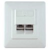 Netzwerk Anschlussdose, Unterputz, 2x RJ45 Ausgänge, Kabeleingang rechs/links, LSA+, reinweiss, CAT5e