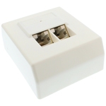 Netzwerk Anschlussdose Aufputz, 2x RJ45, LSA+ Anschluss, reinweiss, CAT5e