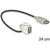 USB 2.0 Keystone USB A Buchse auf USB A Buchse ca. 30cm Delock 86327