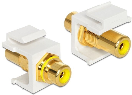 Keystone (SNAP-IN) Einsatz, Cinch Buchse auf Cinch Buchse, vergoldete Buchsen, Gelb Delock 86309