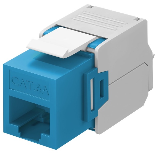 CAT 6A Keystone RJ45 Modul, UTP, Klemmleiste für LSA Montage (werkzeugfrei) , SNAP-IN, blau-weiß Goobay 90688