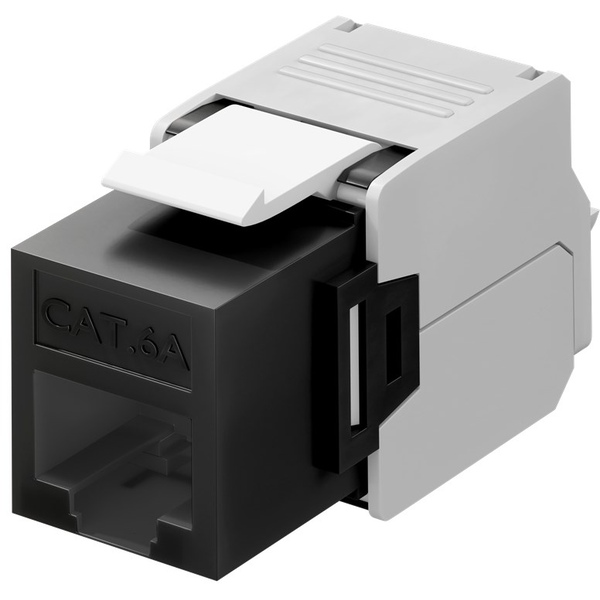 CAT 6A Keystone RJ45 Modul, UTP, Klemmleiste für LSA Montage (werkzeugfrei) , SNAP-IN, schwarz-weiß Goobay 90692