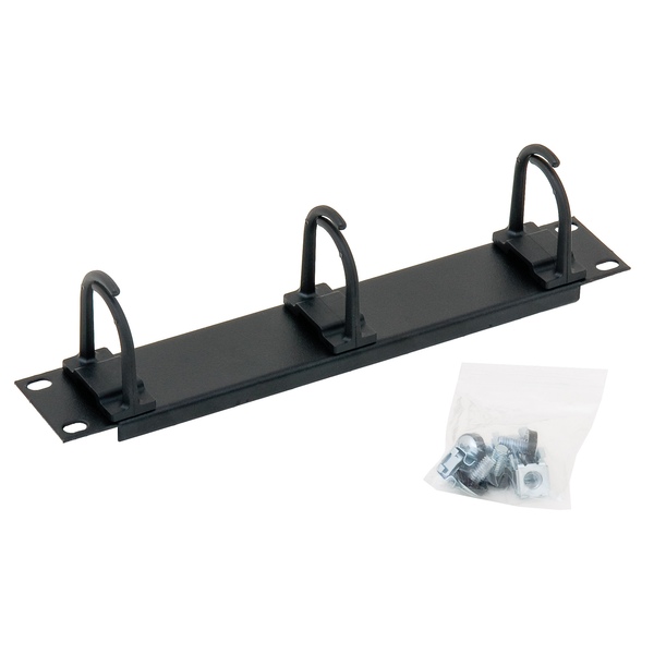 Kabelführung 10 Zoll, 1 HE, 3 Rundbügel, Schwarz Tritón RAB-VP-X02-C1