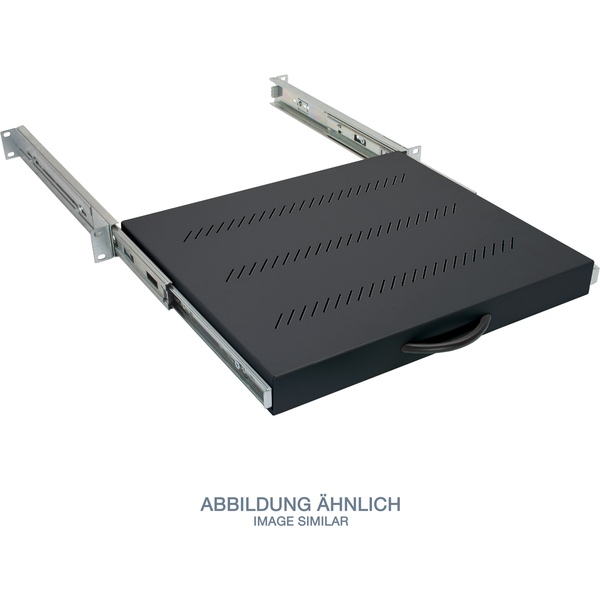 19 Zoll Fachboden ausziehbar, 1 HE, Tiefe 450mm, 30kg, Teleskopschienen, schwarz Tritón RAB-UP-X31-A1