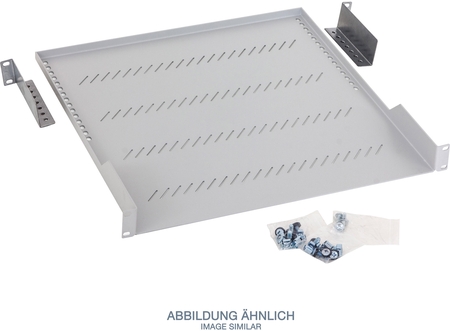 19 Zoll Fachboden perforiert, 1HE, 450mm, 40kg, Triton RAC-UP-450-A1, lichtgrau, Befestigung verstellbar Tritón RAC-UP-450-A1