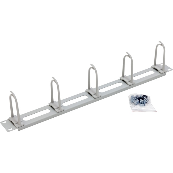 19 Zoll Kabelführungspanel, 1 HE, lichtgrau, mit 5 großen Bügel und Durchlass, inkl. Befestigunsmaterial Tritón RAC-VP-X16-A1