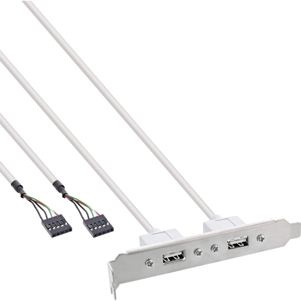 InLine® Slotblech USB 2.0, 2x USB Buchse auf 2x 5pol Pfostenverbinder, 0,3m InLine 33390