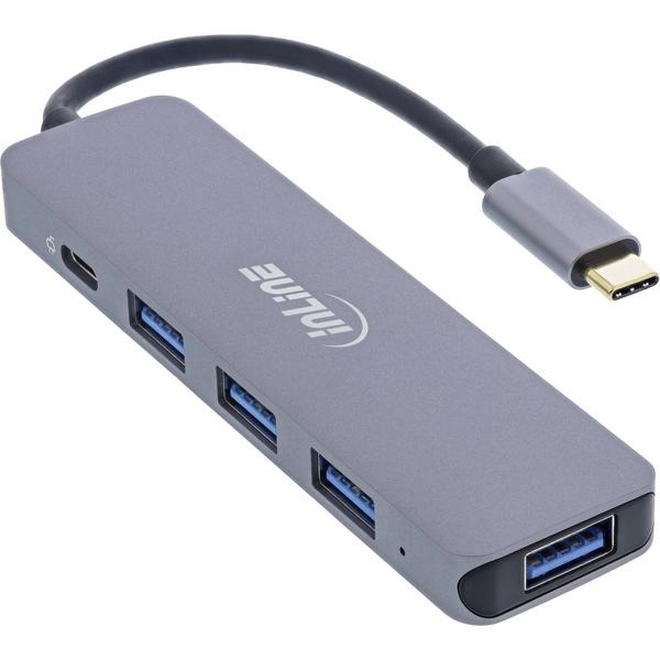 USB 3.2 USB-Typ C Multi Hub (4x USB-A 5Gb/s + USB Typ-C (Data/PD 87W), OTG, Aluminiumgehäuse Inline 33271L