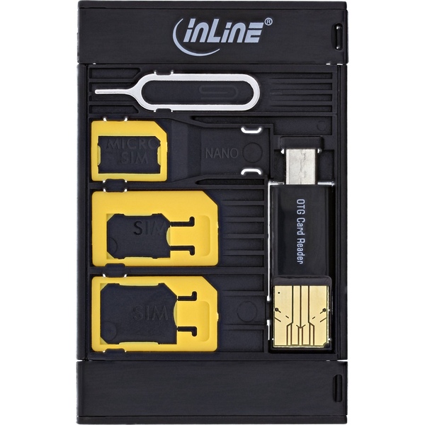 InLine® SIM-BOX, Simkartenadapter und Zubehörbox mit OTG Kartenleser InLine 35091