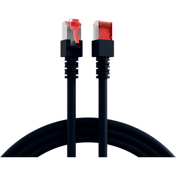 LAN Kabel CAT6, PiMF, LZSH (halogenfei, raucharm), Kupfer, PoE, Schwarz, 0,15m