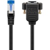 CAT.6a RJ45 Verlängerung mit Befestigung (Flansch), S/FTP (PiMF), halogenfrei (LSZH), Schwarz, 5m