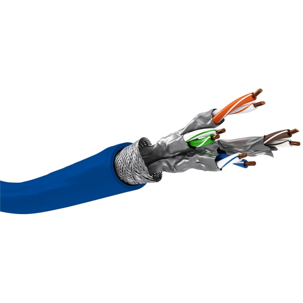 CAT 7A+ Netzwerkkabel, S/FTP (PiMF), Blau CU, AWG 22/1 (solid), LSZH Goobay 91893