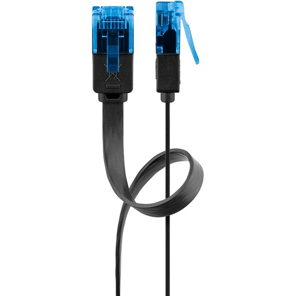 LAN Kabel CAT6a, U/UTP, Flachkabel, schwarz, 1m Goobay 96312