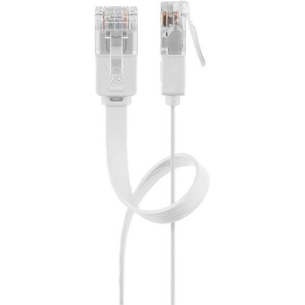 LAN Kabel CAT6, U/UTP, Flachkabel, weiss, 2m Goobay 95152