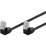 CAT5e Netzwerkkabel, F/UTP, RJ45 gewinkelt oben auf oben, CCA, schwarz, 0,25m