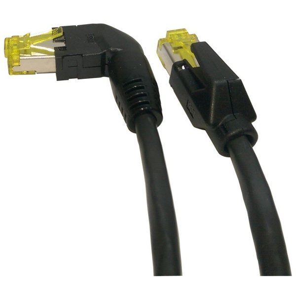 rmLine® LAN Kabel CAT6a, RJ45 links gewinkelt auf RJ45 gerade, LZSH, schwarz, 0,5m