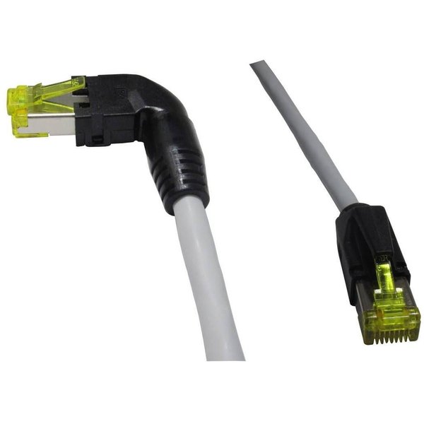rmLine® LAN Kabel CAT6a, RJ45 links gewinkelt auf RJ45 gerade, LZSH, grau, 4m rmLine 17305