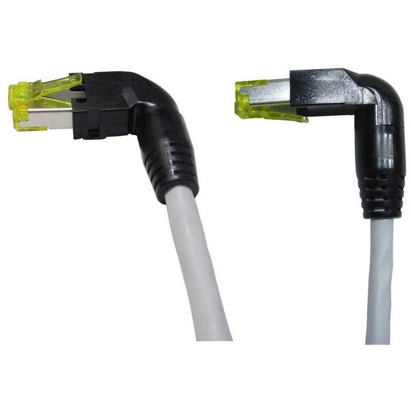 rmLine® LAN Kabel CAT6a, RJ45 links gewinkelt auf unten gewinkelt, LSZH, grau, 50cm