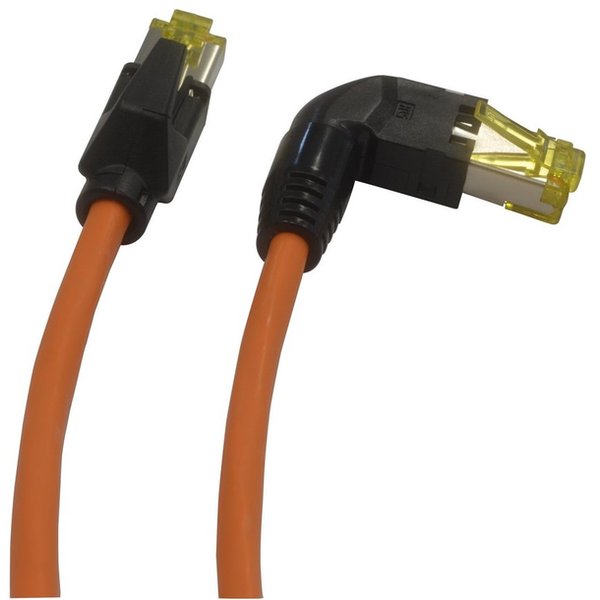 rmLine® LAN Kabel CAT6a, RJ45 rechts gewinkelt auf RJ45 gerade, LZSH, orange , 0,6m rmLine 102074