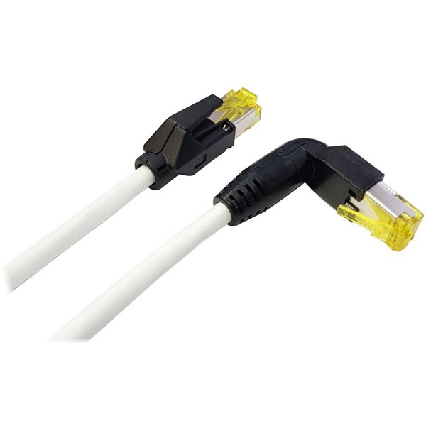 rmLine® LAN Kabel CAT6a, RJ45 unten gewinkelt auf gerade, LZSH, weiss, 3m rmLine 103344