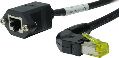 rmLine® Netzwerkkabel Verlängerung, RJ45 Stecker links gewinkelt auf RJ45 Buchse, CAT6a,  3m rmLine 45176