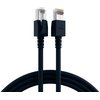 Netzwerkkabel mit LED, Schwarz, CAT6a, 1m