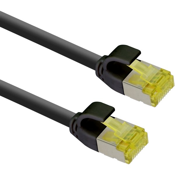 Patchkabel slim (∅ 4,8mm), S/FTP, CAT6A, CU, PoE, halogenfrei (LZSH), TPE Mantel, schwarz, 7,5m Helos 333099