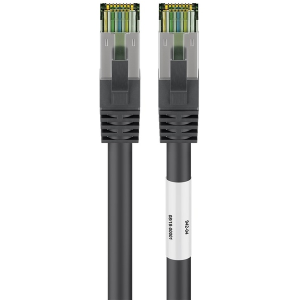 CAT 8.1 Patchkabel, S/FTP (PiMF), LSZH halogenfrei, 99,9% OFC-Kupfer, schwarz, 20m