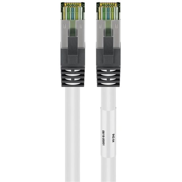 CAT 8.1 Patchkabel, S/FTP (PiMF), LSZH halogenfrei, 99,9% OFC-Kupfer, weiß, 7,5m