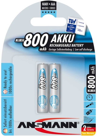 Micro AAA Akku, maxE NiMH, 800mAh, 2er Blister Ansmann 5030982