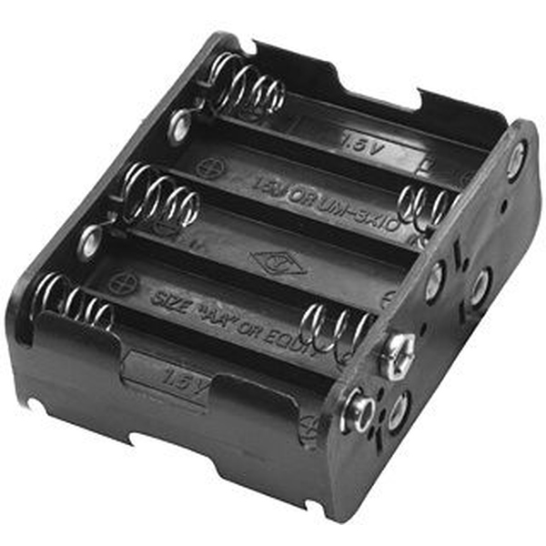 Batteriehalter 10 x Mignon AA, nebeneinander, offen, Druckknopf