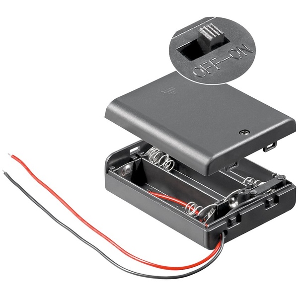 3x AA (Mignon) Batteriehalter lose Kabelenden, wasserabweisend, schaltbar Goobay 12445