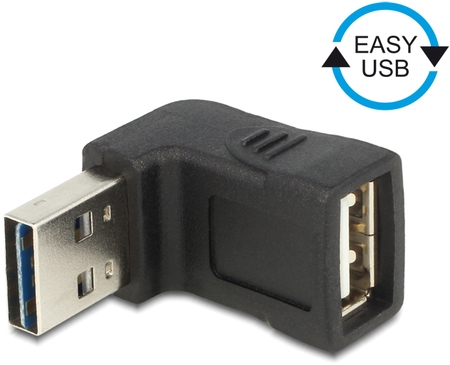 EASY USB 2.0 Adapter, A Stecker auf A Buchse gewinkelt oben / unten Delock 65521