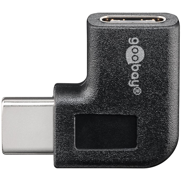 USB-C™  Adapter, gewinkelt 90°,  USB-C™-Buchse zu USB-C™-Stecker, schwarz Goobay 45402