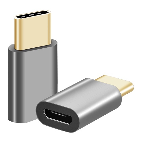 Helos Adapter, USB 2.0 Micro B Buchse /Type-C™ Stecker, PREMIUM, dunkelgrau Helos 288344