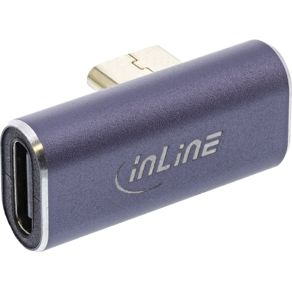USB4 Adapter, USB Typ-C Stecker/Buchse vertikal rechts/links gewinkelt, Aluminium, grau Inline 35900C