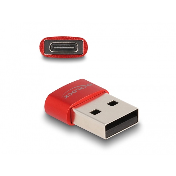 Delock USB 2.0 Adapter USB Typ-A Stecker zu USB Type-C™ Buchse rot Delock 60050