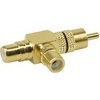 HQ Cinchadapter, Cinch-Stecker auf 2x Cinch Buchse, vergoldet, Vollmetall