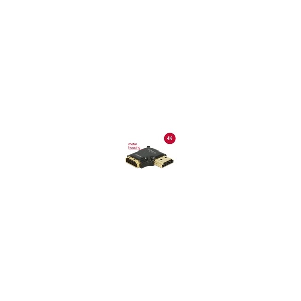 Delock Adapter High Speed HDMI mit Ethernet  HDMI-A Buchse auf HDMI-A Stecker 4K 90° gewinkelt rechts Delock 65661