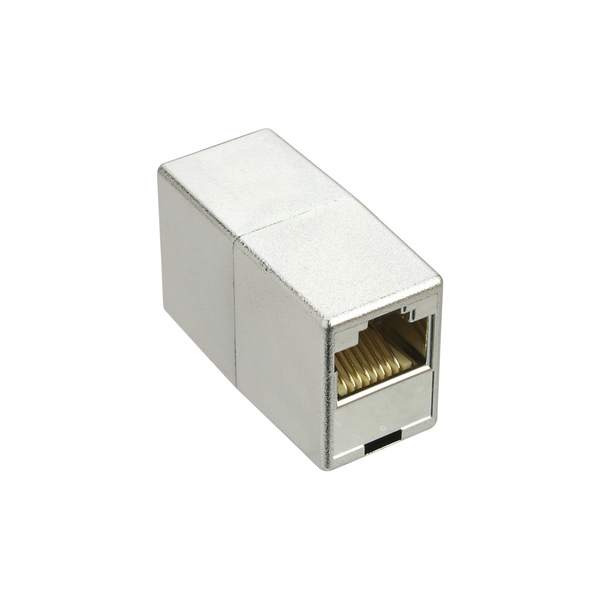Modular-Adapter RJ45  Doppelkupplung, Doppelbuchse, geschirmt, metallisiert, CAT5e