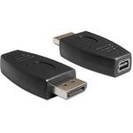 Displayport Adapter, Displayport 1.2 Stecker auf Displayport mini Buchse, Schwarz Delock 65237